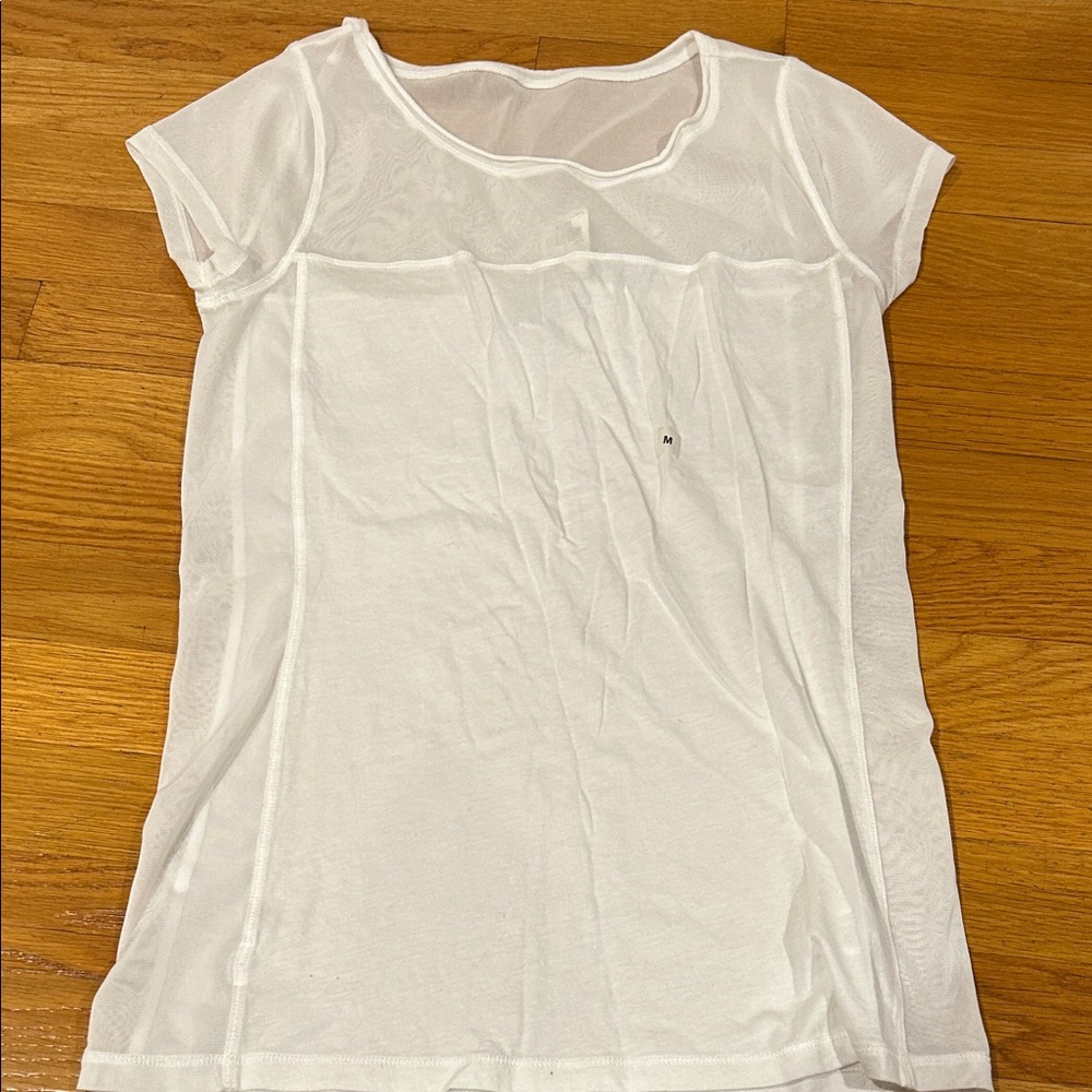 Express Sheer White Short Sleeve Top